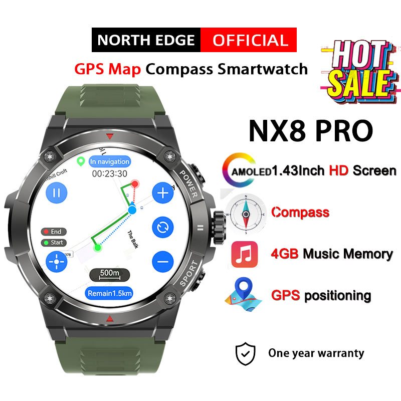 NORTH EDGE NX8 PRO jam tangan lelaki GPS Navigation Smartwatch Outdoor ...
