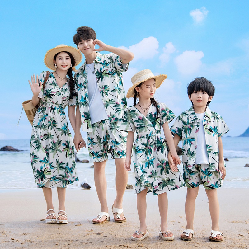 Custom Polynesian Print Summer Couple Set – Women's Loose Dress & Men's Short Sleeve Shirt, 2-Piece Matching Outfit