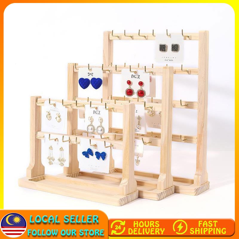 High Quality Simple Solid Wood with Hook Jewelry Display Rack Trinkets ...