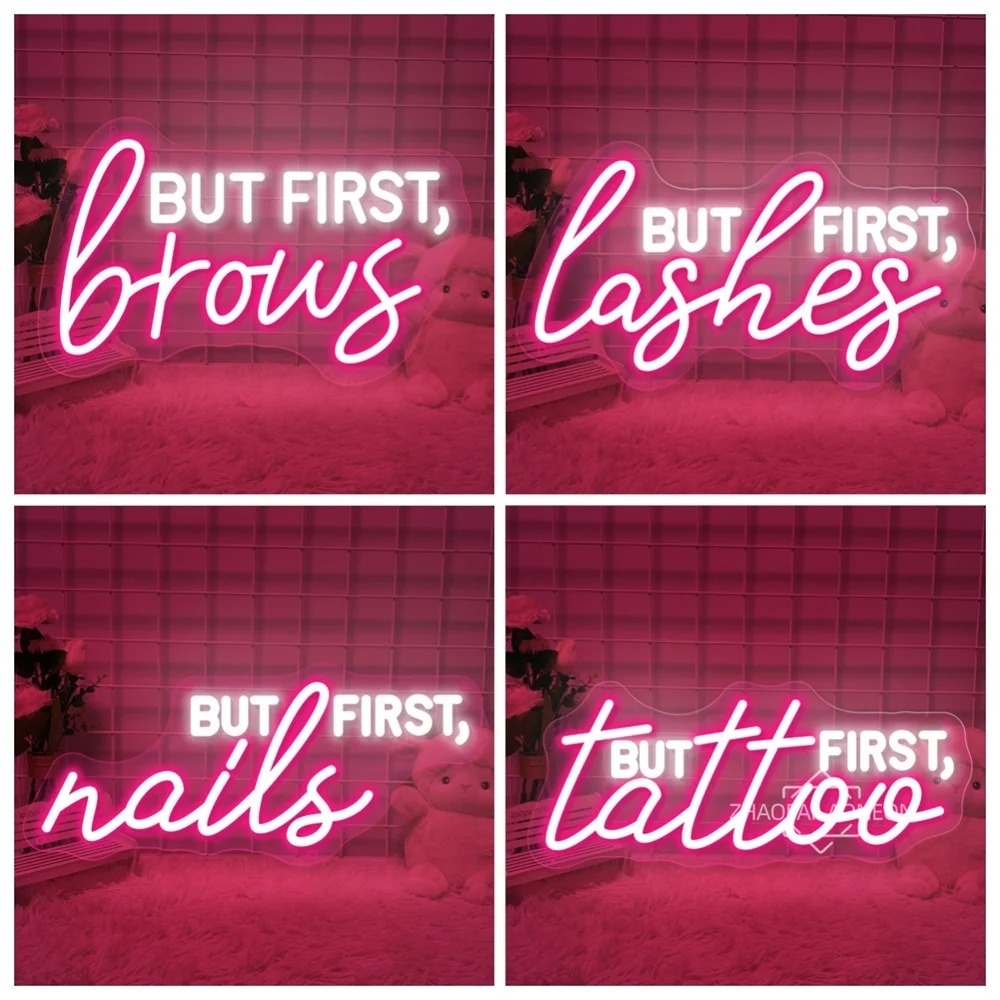 But First Lashes Neon Led Sign Nails Room Neon Light Wall Art ...