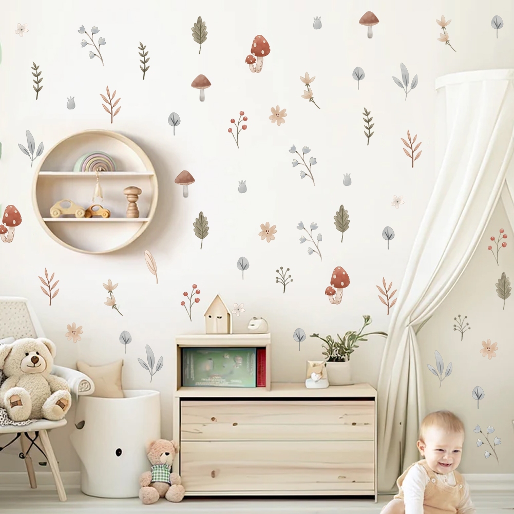 Plant Leaf Wall Stickers Children's Room Bedroom Bedside Kindergarten ...