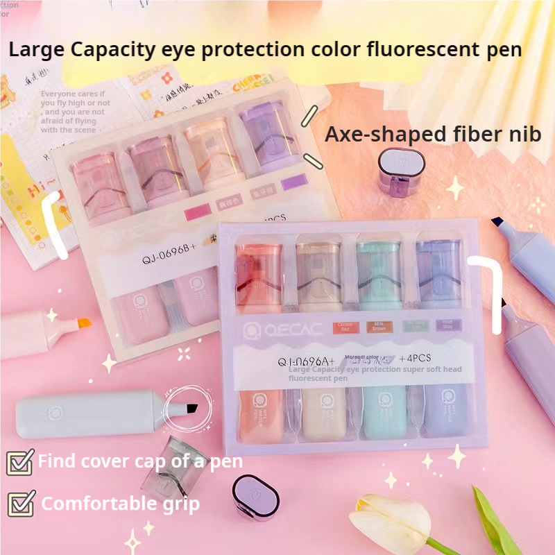 [4PCS]Student highlighters Large capacity eye care markers Highlight ...