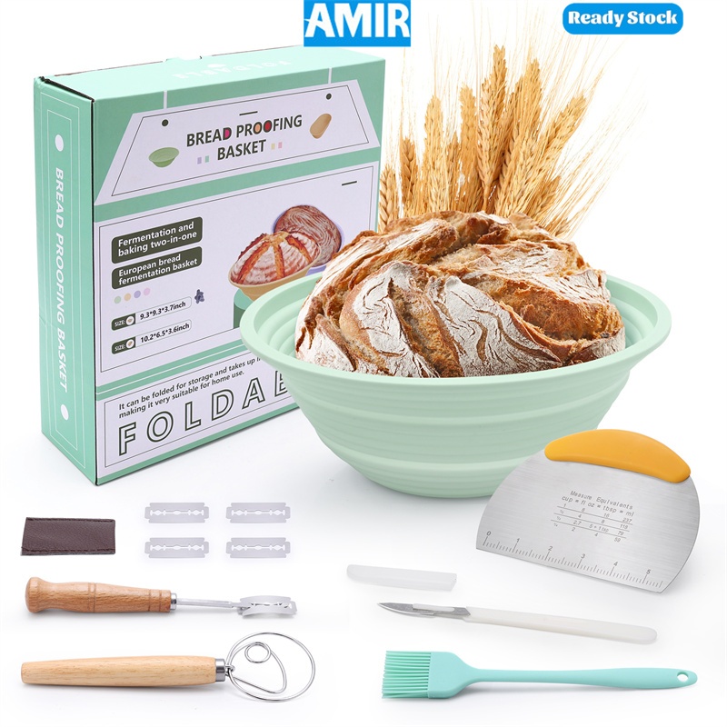 AMIR Silicone Sourdough Bread Proofing Baskets 9 Inch Sourdough Starter ...
