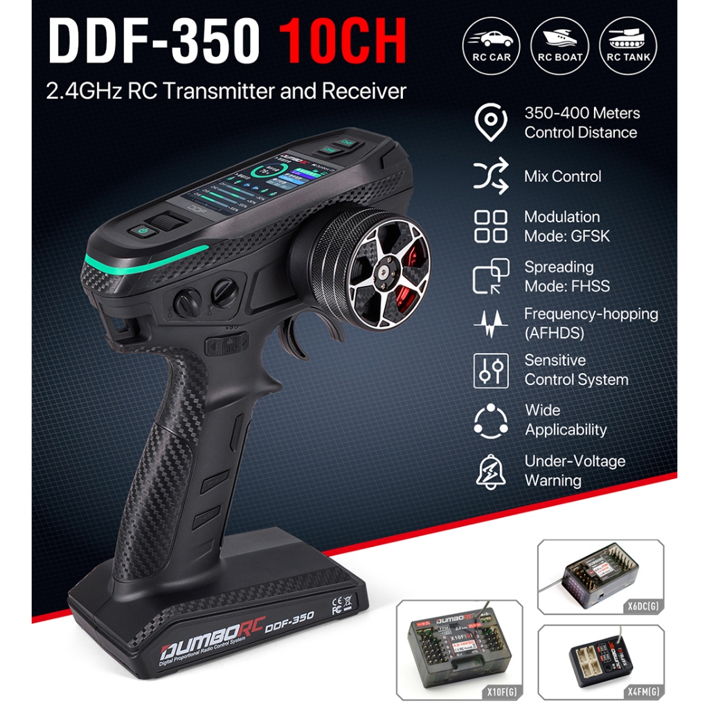 DUMBORC DDF-350 Transmitter Remote Control And Reiver4/6/10CH 2.4G For ...