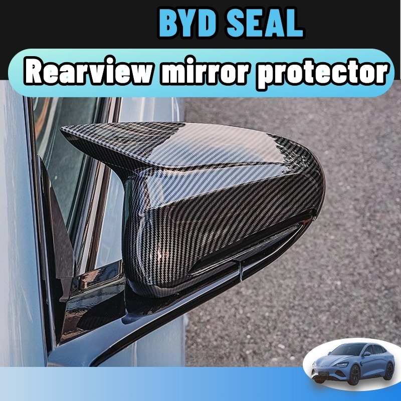 Car Rearview Mirror Cover For byd seal Bright/Matte Carbon Fiber Rear ...