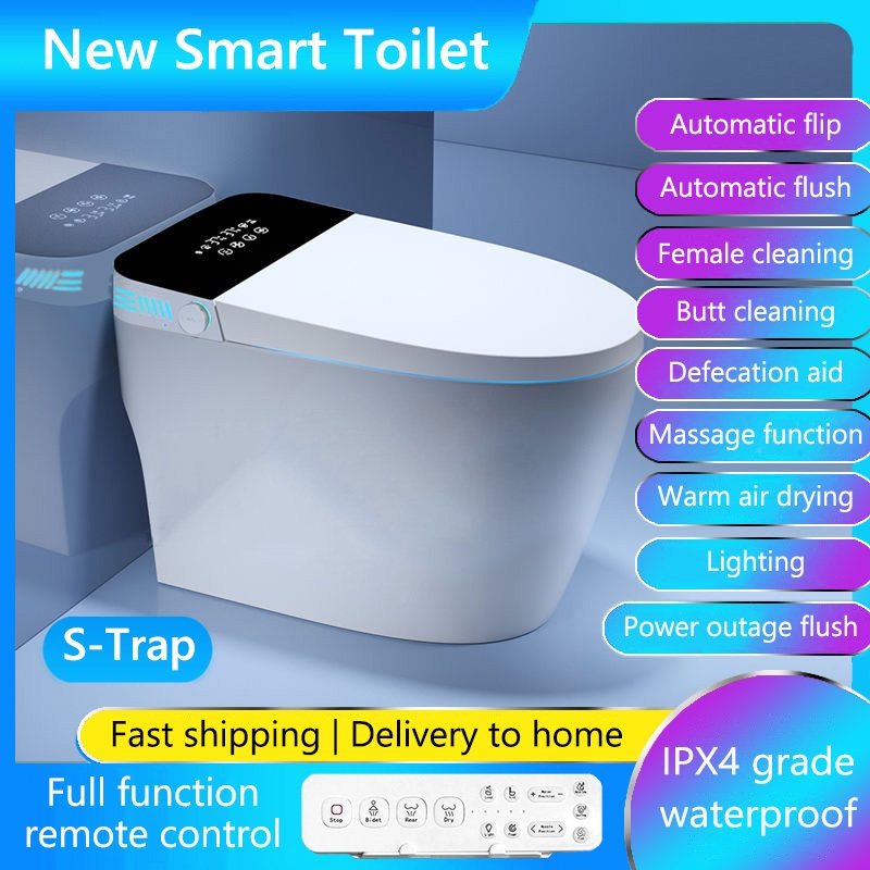 Ceramic Smart Toilet Bowl Set Auto Sense High Pressure Flush S-Trap ...