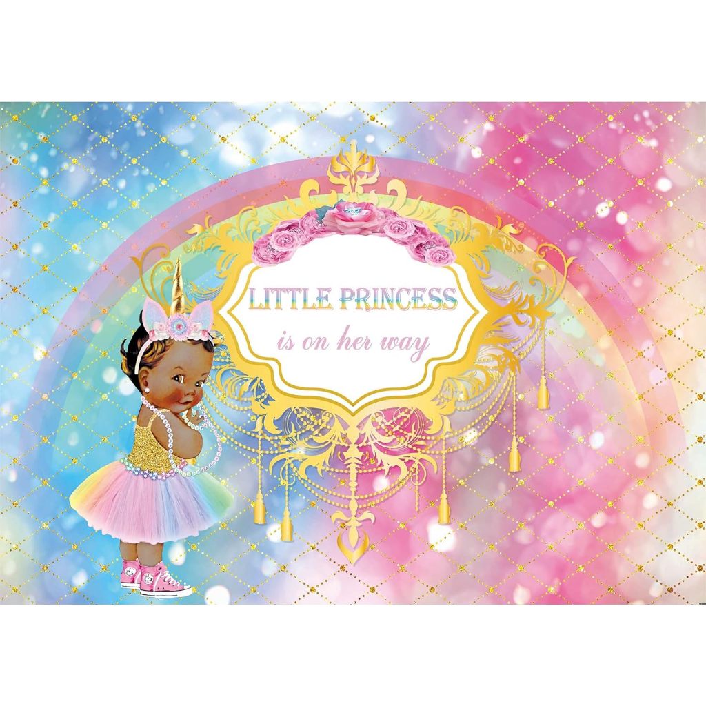 5x3ft Little Princess Black Baby Shower Backdrop Girl Baby Shower Party ...