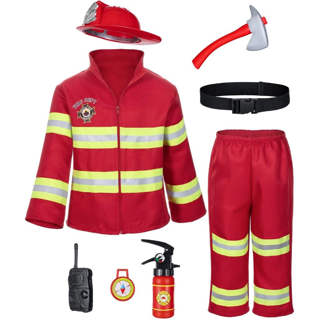 Fireman Costume for Kids, Career Firefighter Costume Boys Girls Adult ...