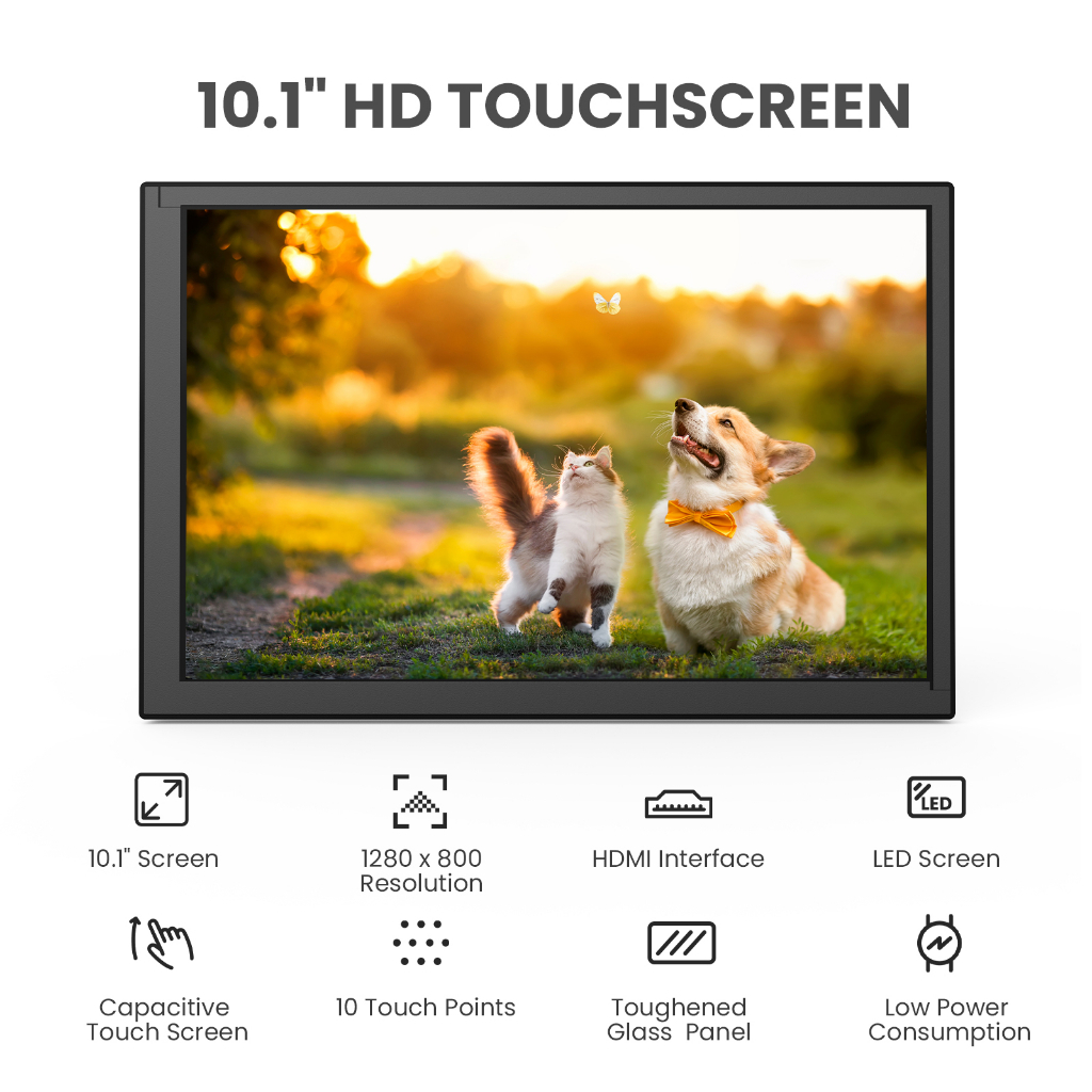 10.1 inch Capacitive Touchscreen Monitor Portable IPS full view display ...
