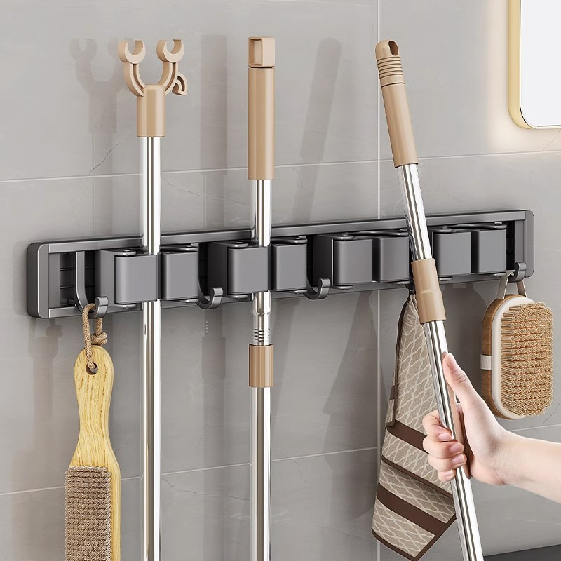 MEIDOO Aluminum Bathroom Mobile Slide Rail Mop Clamp Hook Gray | Shopee ...