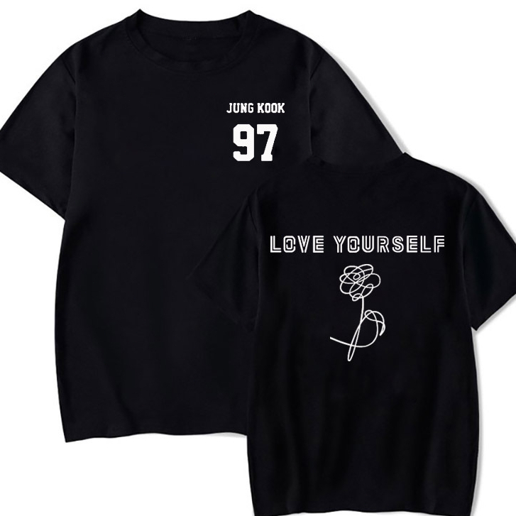 Dolpind Maglietta BTS Love Yourself: T-Shirt Per Bambini E Adulti Con Suga, Jungkook, Jimin, V, Rap Monster, Jin, J-Hope, Taglie Dalla XS Alla XXL