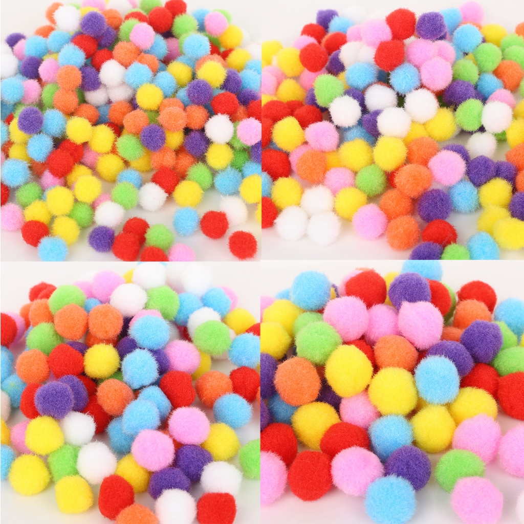 100-500PCS Pompoms Balls Assorted Colors Pompoms For Kids Craft Making ...