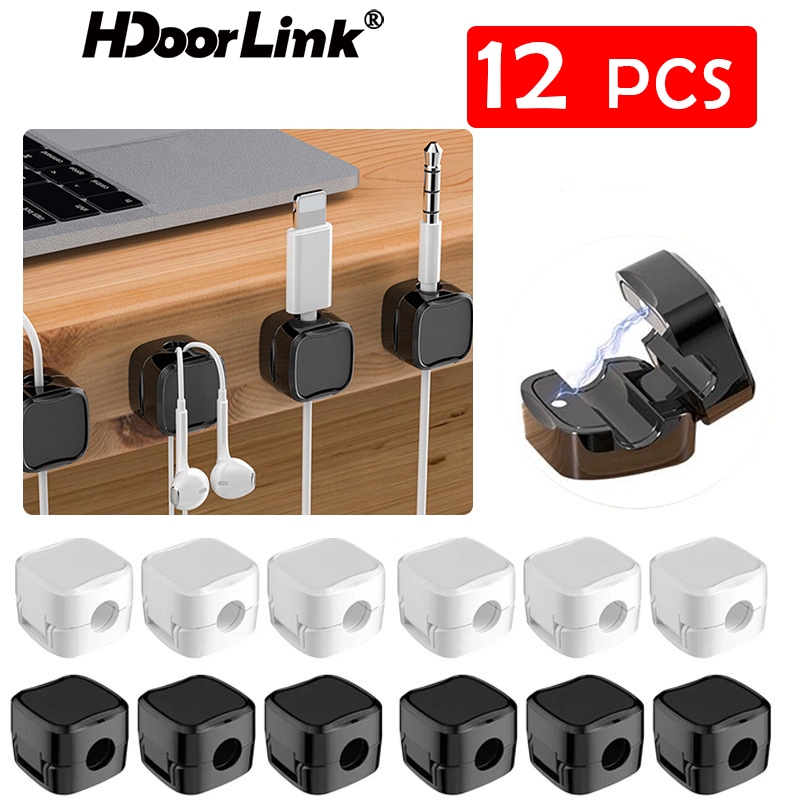 12-Pack Magnetic Cable Organizers - Cord Winder Clips For Charger & Cable Management