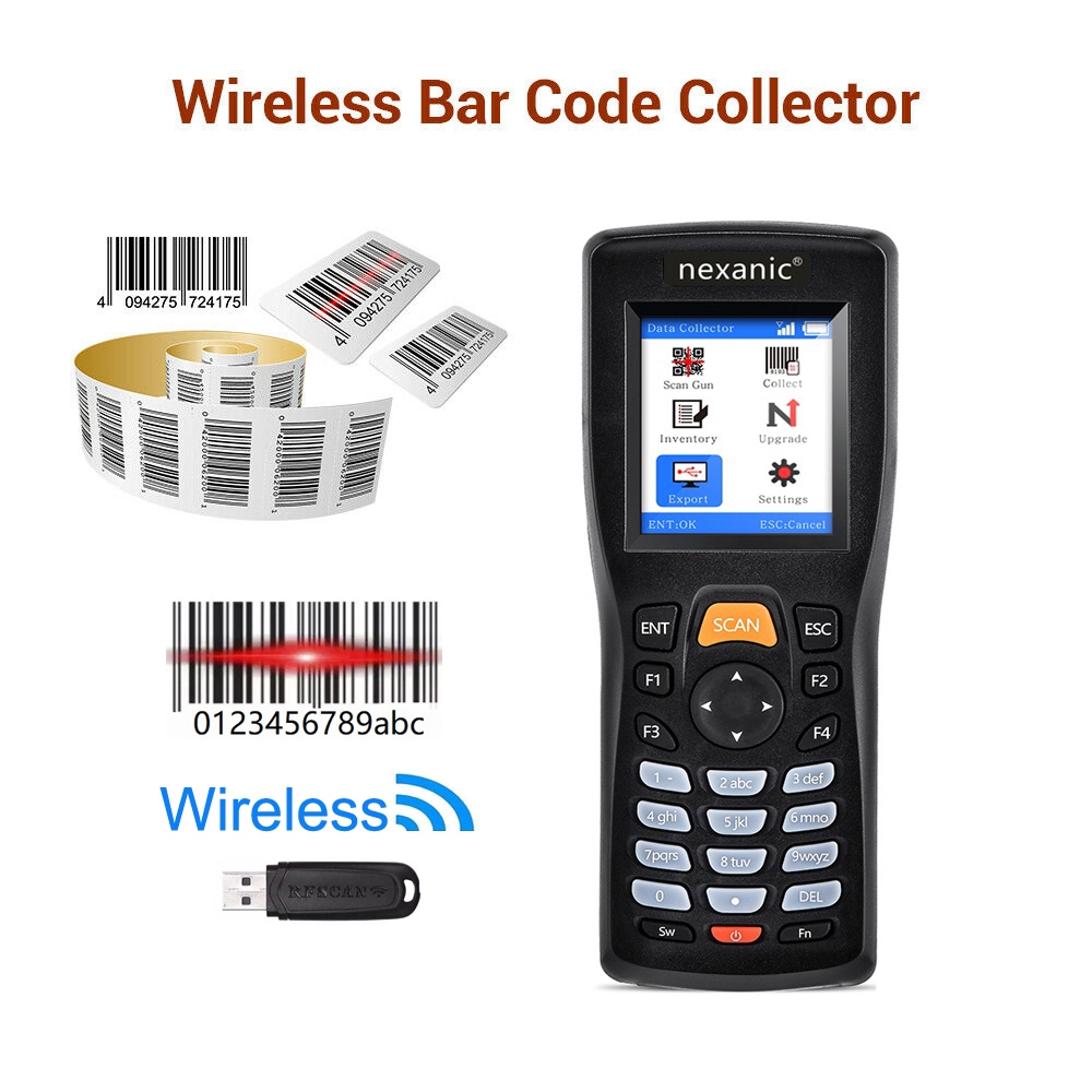 Nexanic PDT3309 Wireless Barcode Scanner 1D Data Terminal Wireless Bar ...