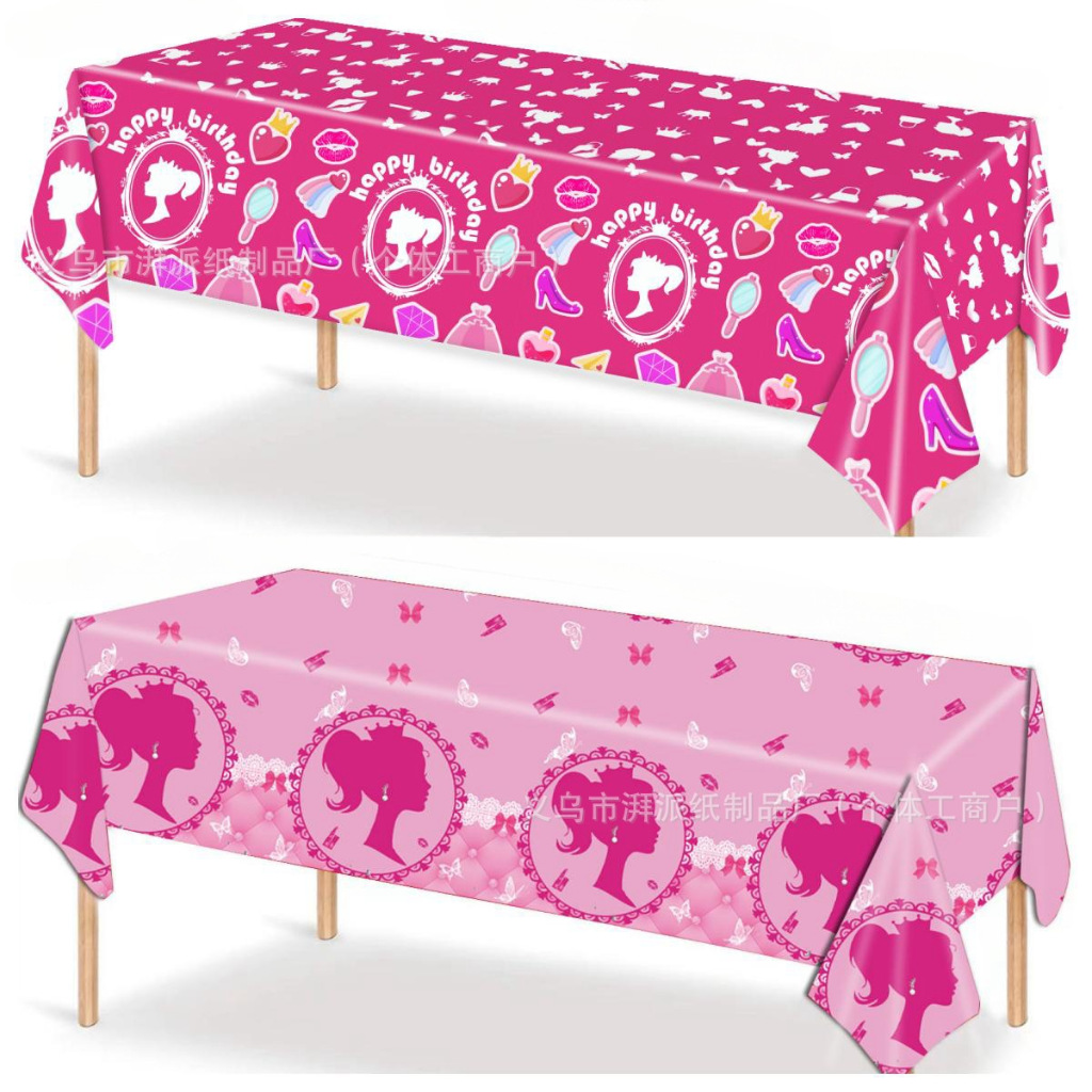 2pcs pink Barbie princess themed disposable tablecloths, tablecloths ...