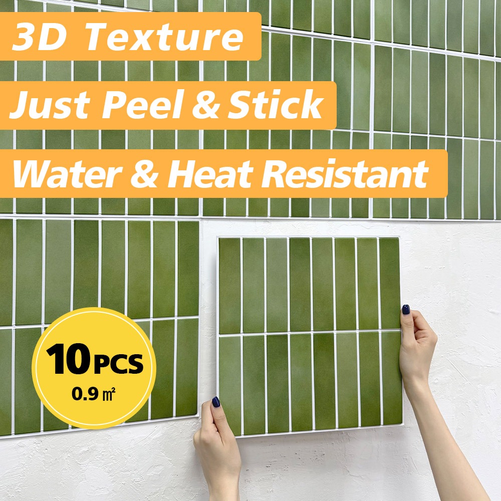 [10 PCS ] 3D Peel and Stick Wall Tile Self Adhesive Panel Vinyl Sticker ...