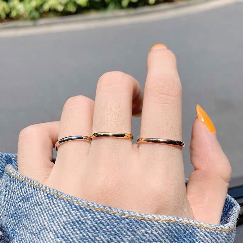 1PC/Set 2mm Simple Stainless Steel Rings Wedding Ring Couples Ring For ...