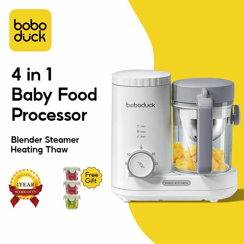 Boboduck 4 in 1 Baby Food Processor Heating/Steam/Defrost/Blend Can