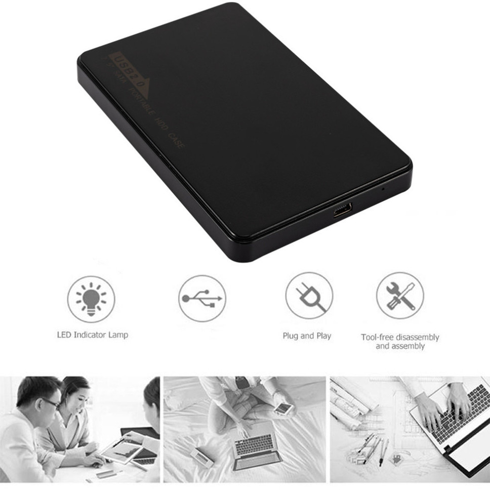 USB 2.0 Hard Disk Box Enclosure 2.5 inch SATA HDD SSD Mobile External