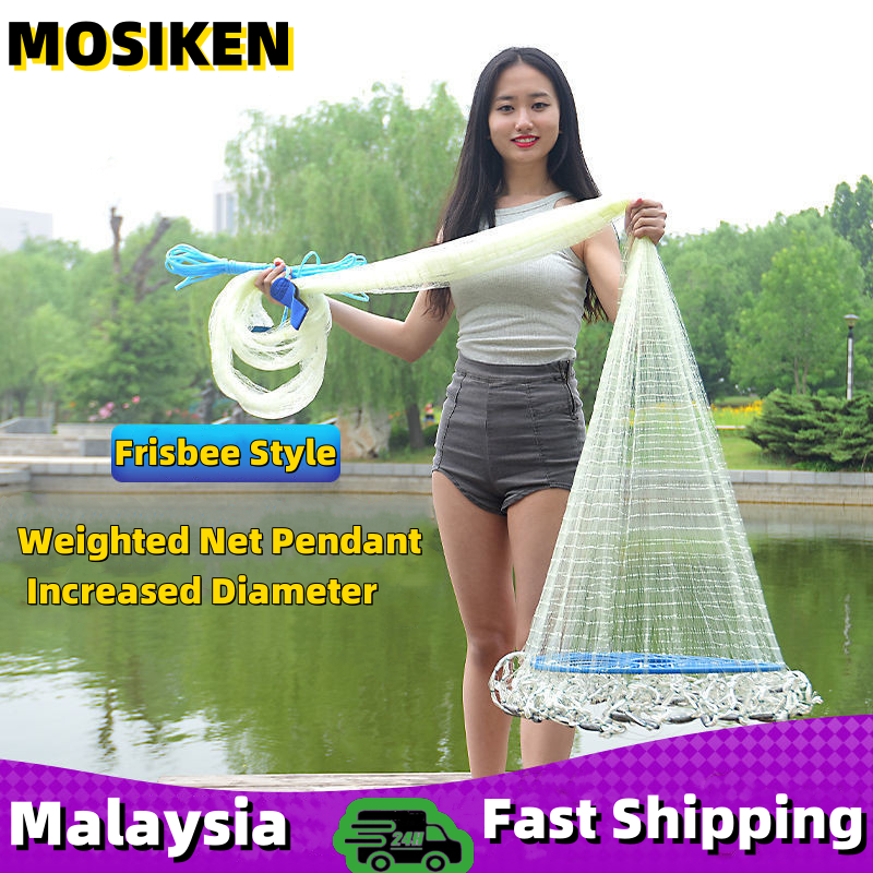 2.4/3/3.6M Fishing Net Jaring Ikan Hand Casting Fish Net Udang Jaring ...