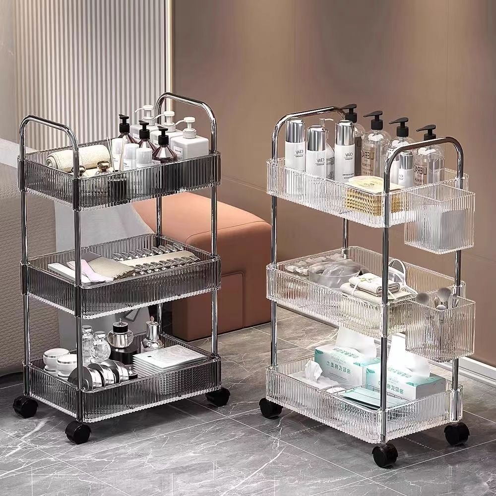 Trolley Storage Rack 2/3/4/5 Tier With Wheels Multi-purpose Transparent ...