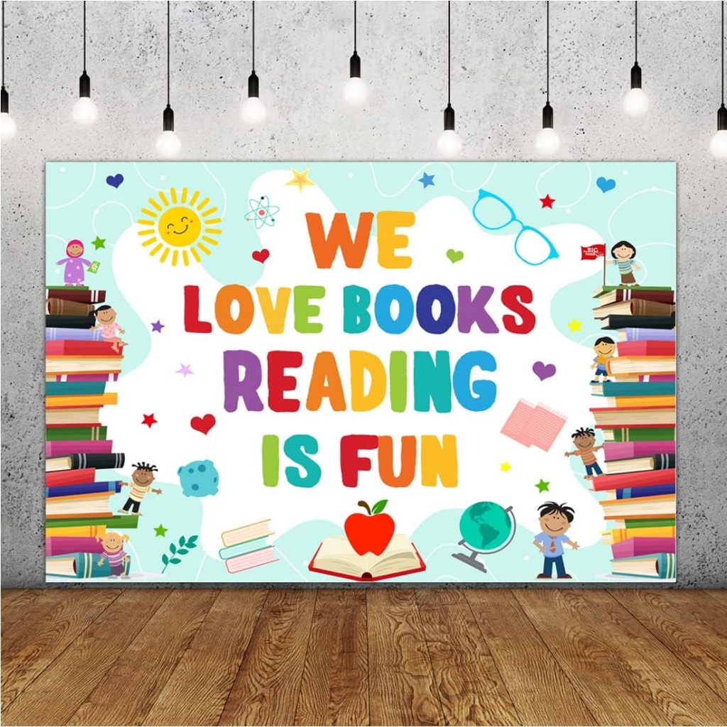 5x3ft World Book Day Photography Backdrop We Love Books Reading is Fun ...