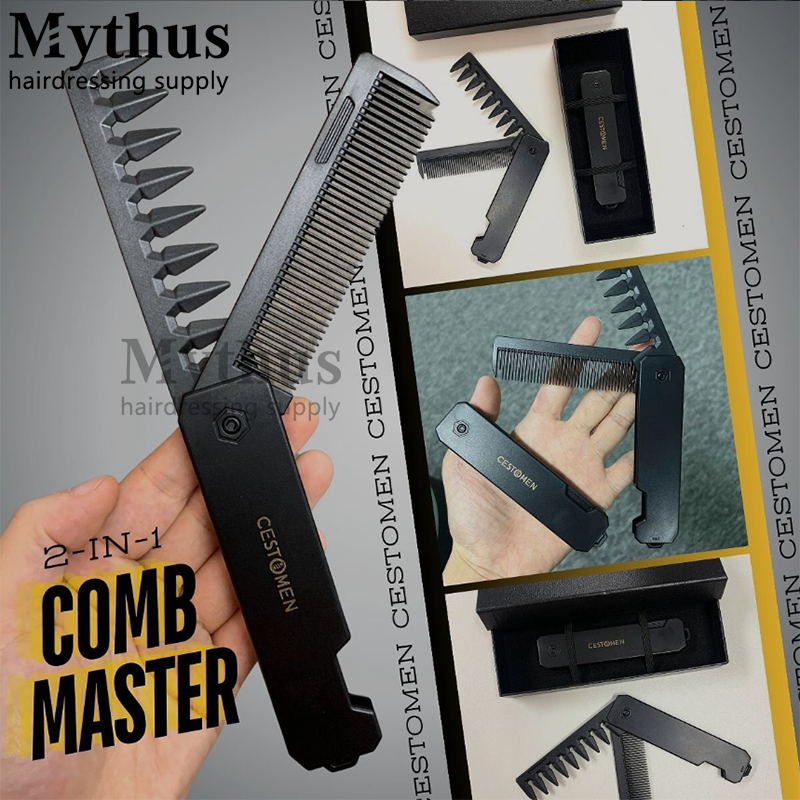 New 2 in 1 Pocket Folding Combs Plastic Wide Tooth Oil Head Comb Beard ...