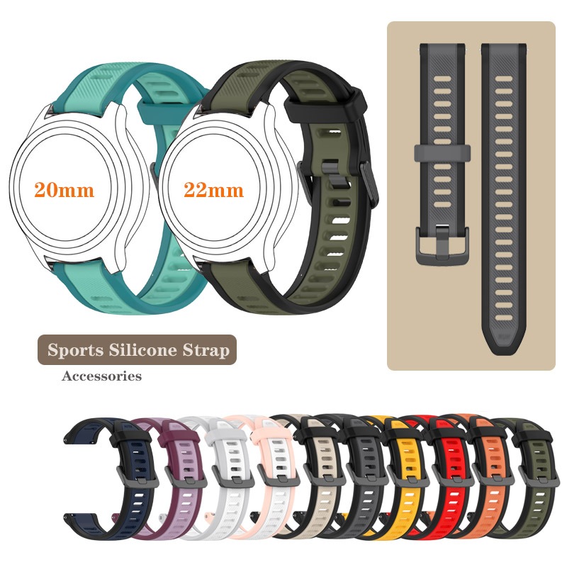 20mm 22mm Sports Silicone Strap For Universal 20mm 22mm Smart Watch ...