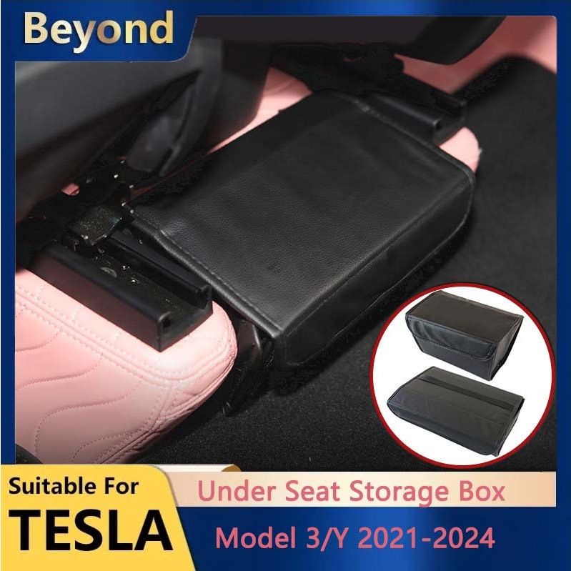 New Leather Storage Box For Tesla Model Y 2024 Accessories Under Rear ...