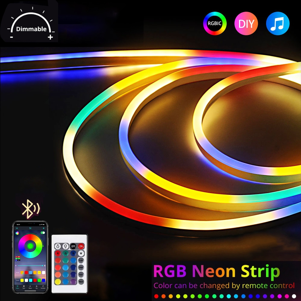 Bluetooth Smart APP Neon LED Strip Lights Silicone Neon Rope Light with ...