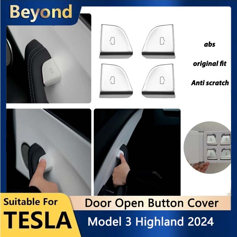 4pcs Car Open Door Button Stickers For Tesla Model 3 Highland 2024 ...