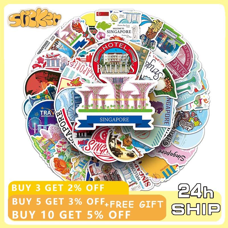 50pcs Singapore Stickers Merlion Park Universal Studios Graffiti ...