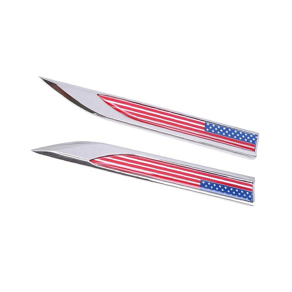 2pcs USA American Metal Flag Auto Emblem - 3D Decal Sticker