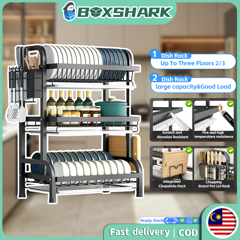 Rak Pinggan Mangkuk Dish Rack Sinki Dapur Rak Pinggan Stainless Steel ...