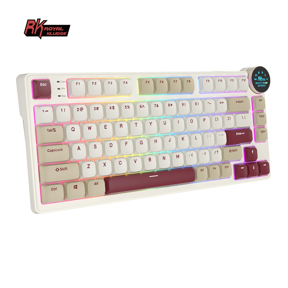 Royal Kludge RK N80 Rosy Clouds 80 Key Low Profile Tri-Mode RGB Wired ...