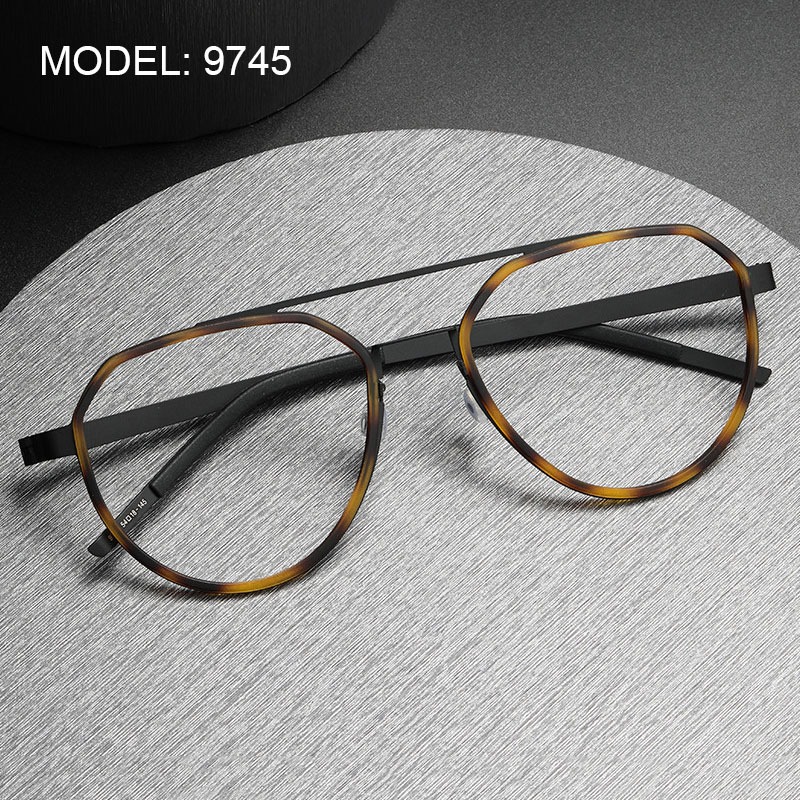 8g Ultra-Light TR Pure Titanium Glasses Frame Classic Vintage Double ...