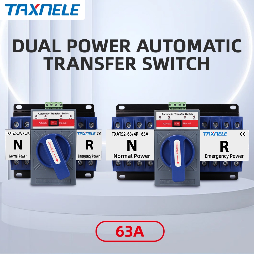 ATS 2P 4P 63A 230V Micro Circuit Breaker Dual Power Automatic transfer ...