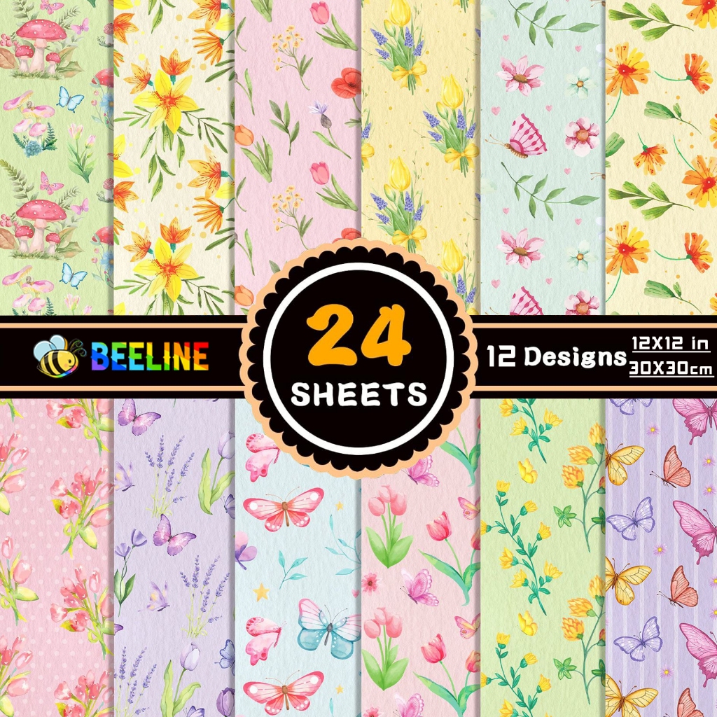 Beeline Butterfly Pattern paper 24 Sheets Wrapping Paper 30cm Origami ...
