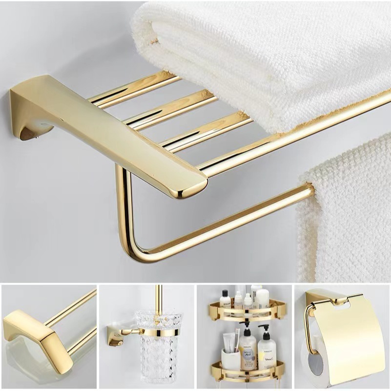 Gold bathroom towel rack stainless steel storage bathroom toilet ...