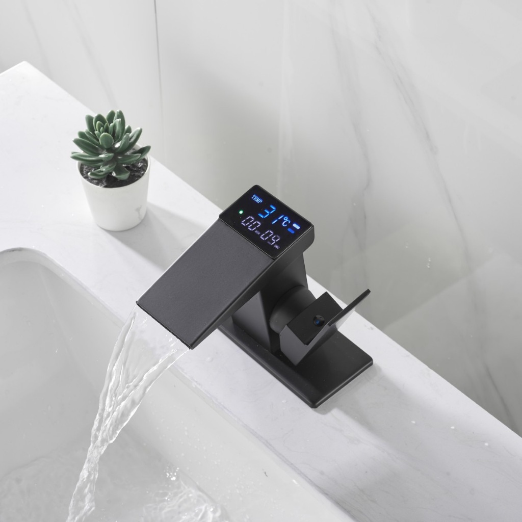 SPORTARC Smart Sensor Basin Faucet Bathroom Sink Sensor Faucets Digital Display Hot Cold Water Mixer Tap Touchless Automatic Faucet 1/2 Inch