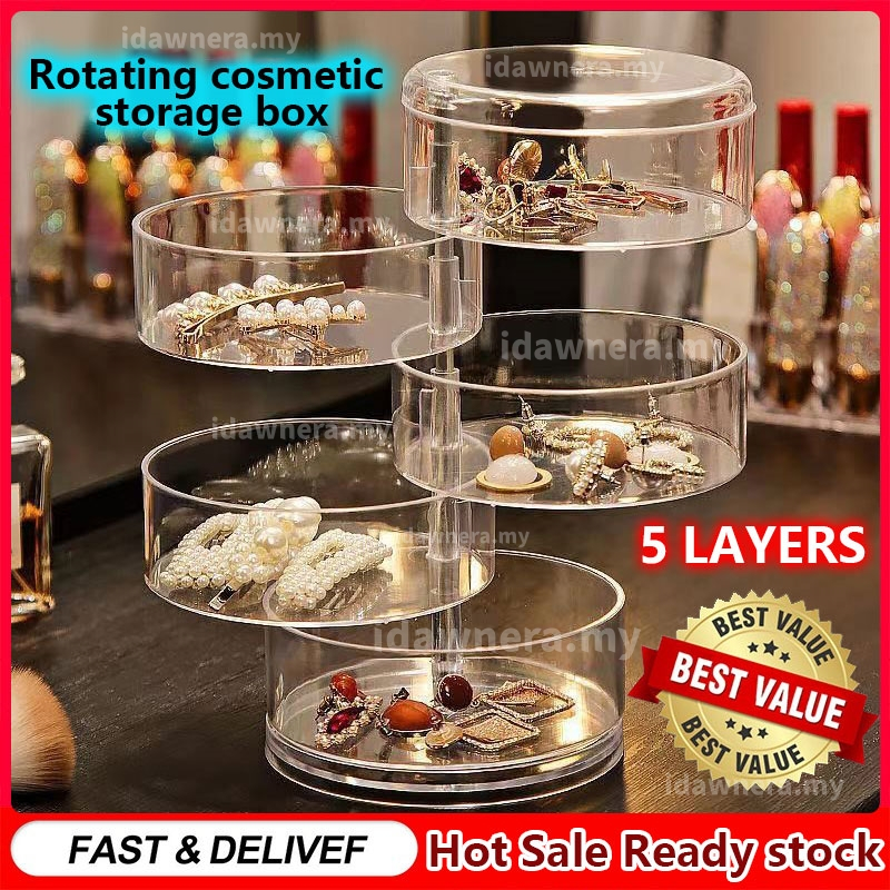 5 Layer Jewellery Organiser Kotak Simpanan Barang Kemas Transparent ...
