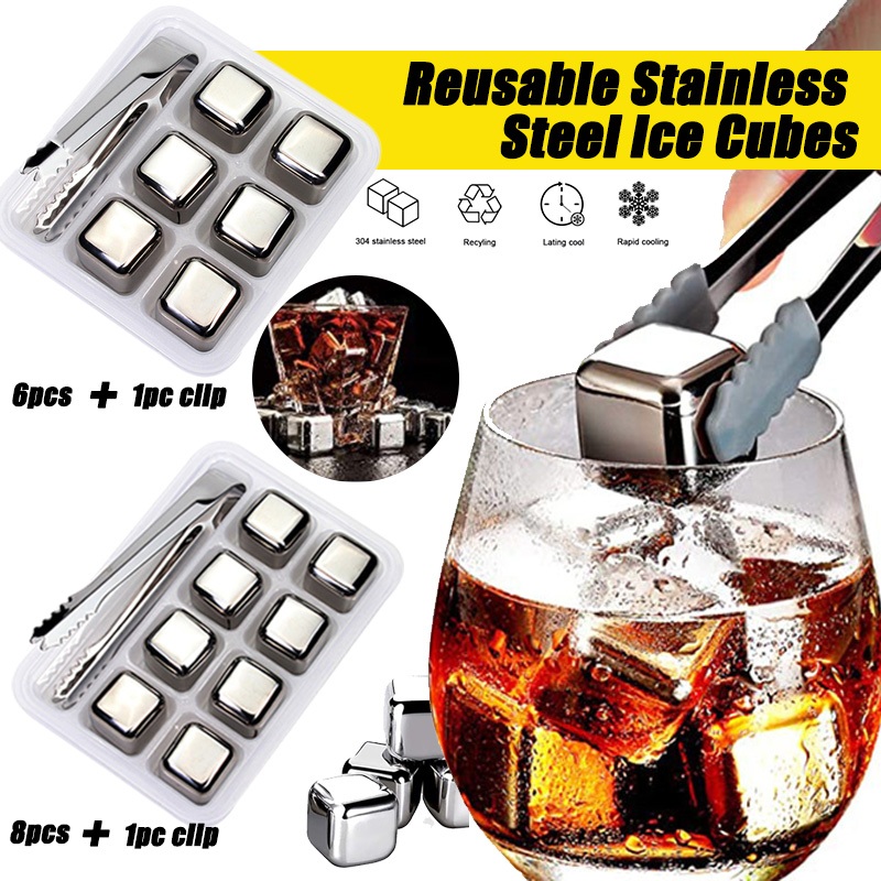 Chilling Stones Stainless Steel Ice Cubes Reusable Chilling Stone Ice ...