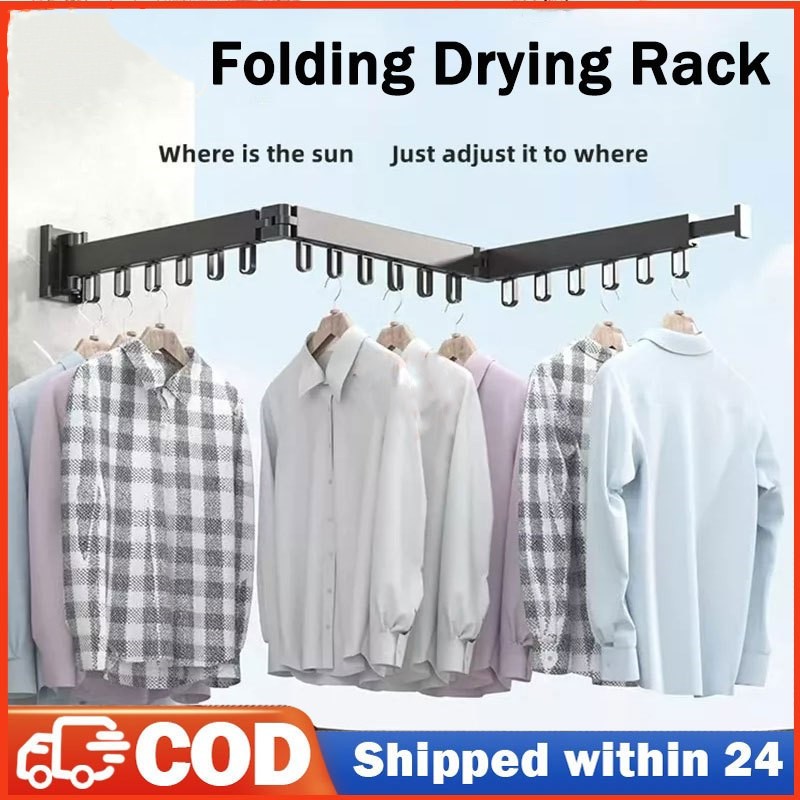 Folding Drying Rack Hanger Aluminum Alloy Balcony Window Wall Mounted ...