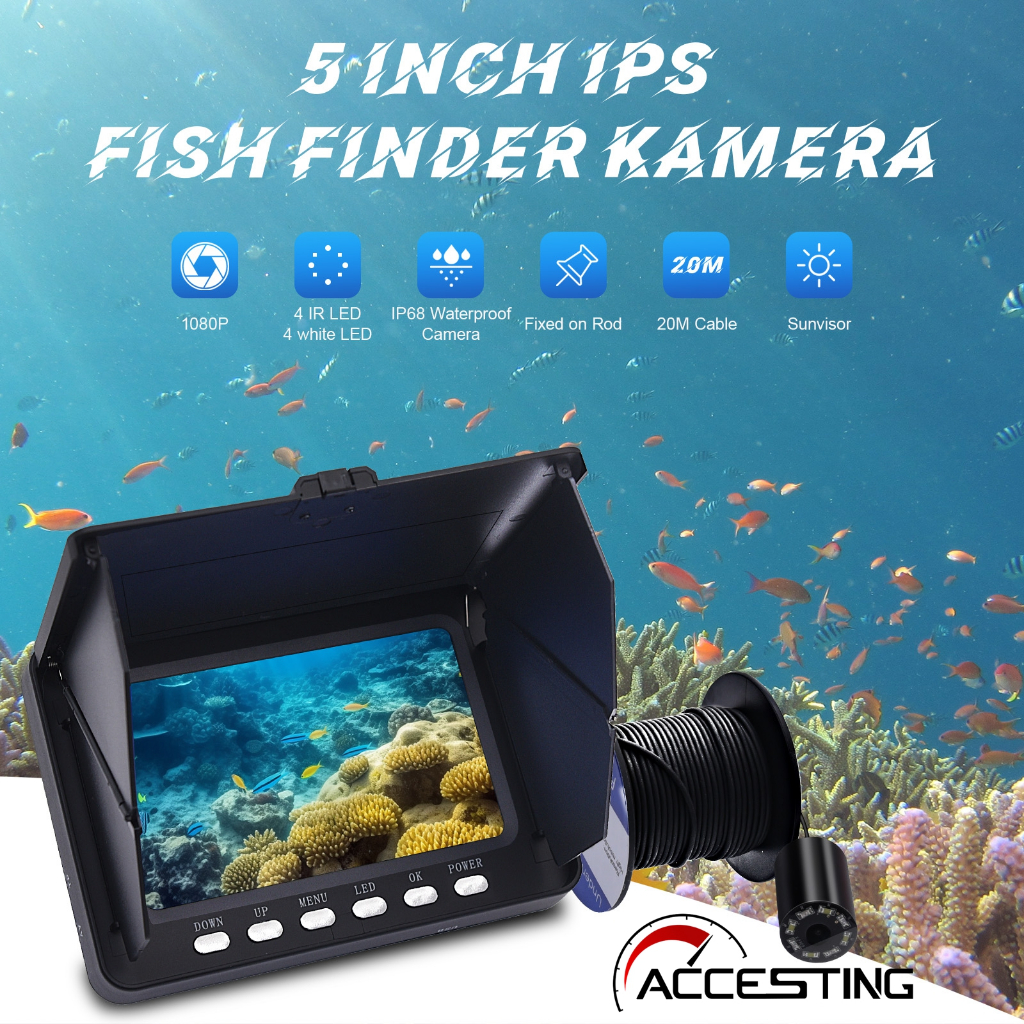 Underwater Fishfinder, Visual Fishing Device with 5-inch LCD Screen ...