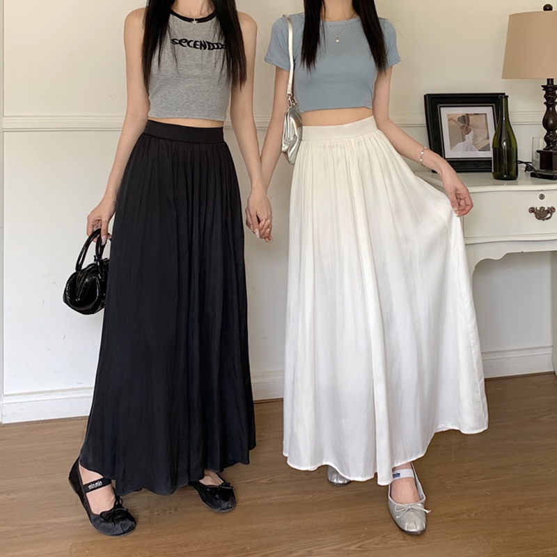 Ladies Elegant A-line Mini Skirts Korean Style Solid Color All-match High Waist Women Casual Short Skirt
