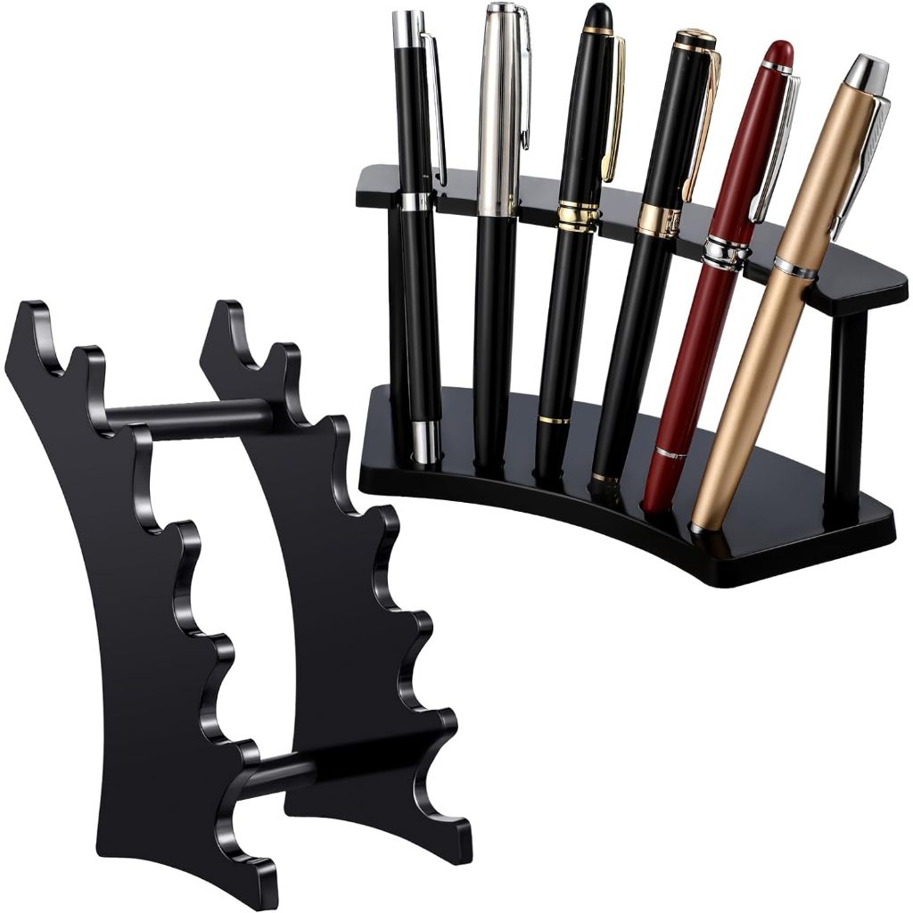2 Pieces Plastic Pen Holder Stand, 6 Slot 2 Kinds Vertical and ...