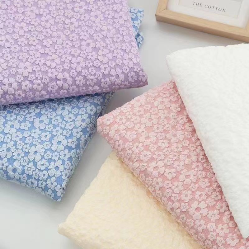 3d Small Floral Jacquard Fabric, Slightly Elastic Bubble Fabric, Width ...
