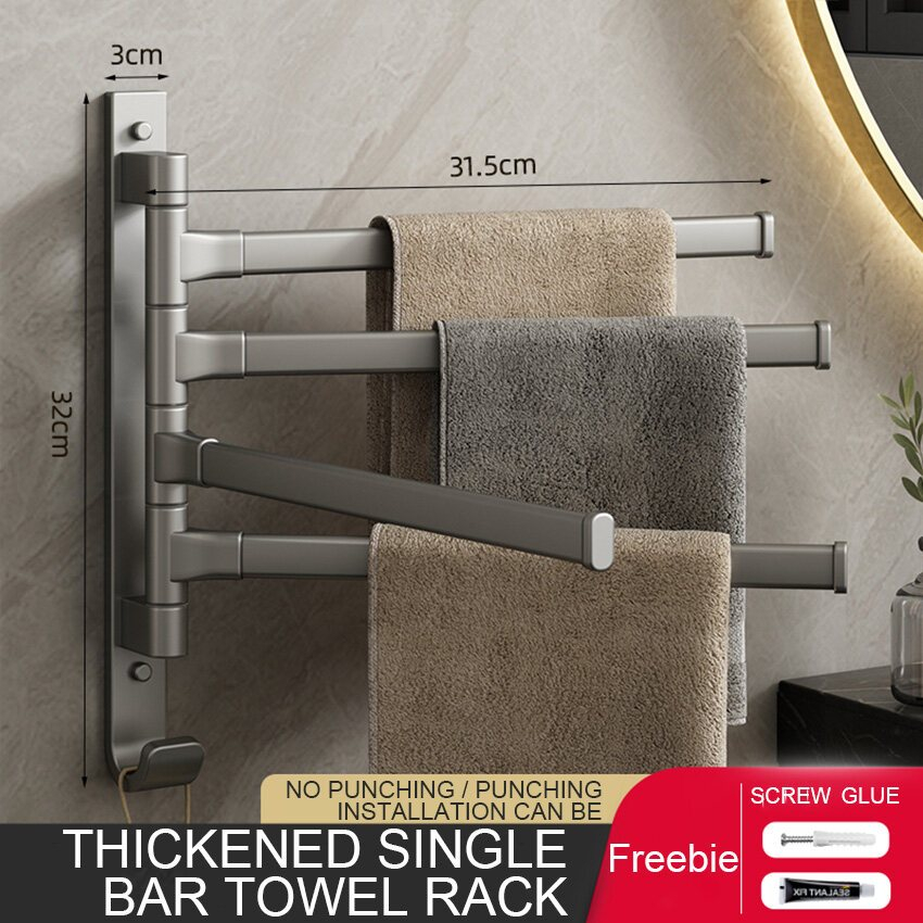Towel Hanger Drill Free 180°Rotatable/Towel Rack/Towel Holder Rack ...