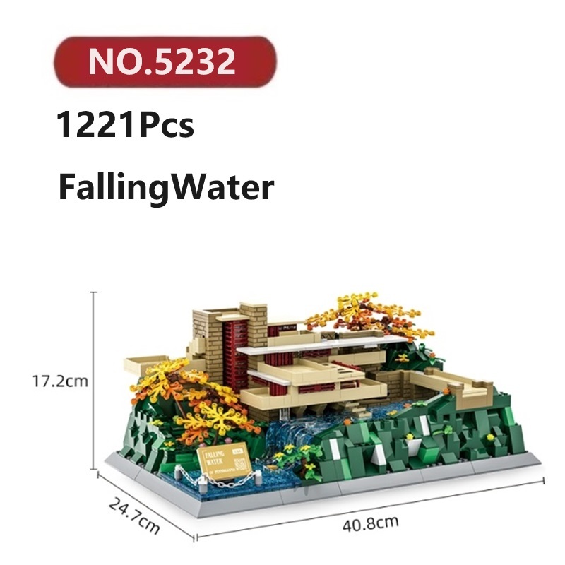 FallingWater Building Blocks 1221 Pcs WANGE Architecture Bricks Toy Set ...