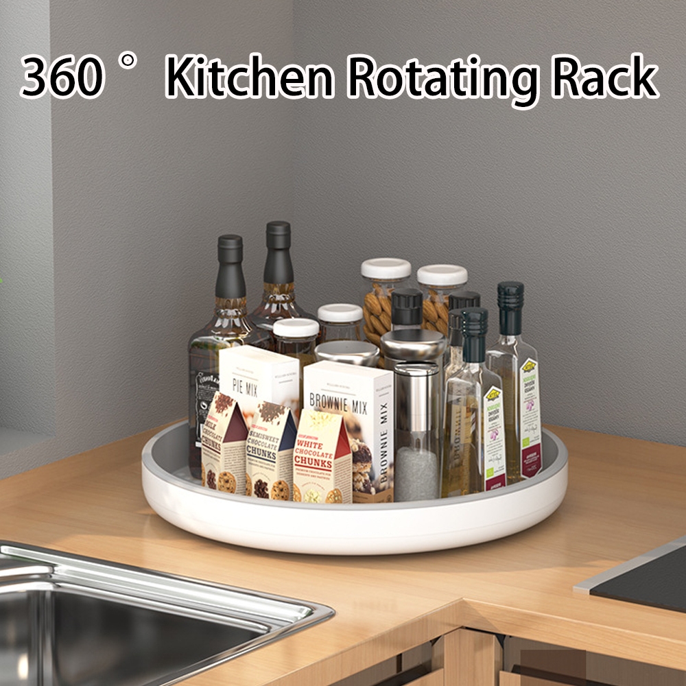 360° Rotating Spice Rack Kitchen Storage Tray Condiment Spice Rack Non ...